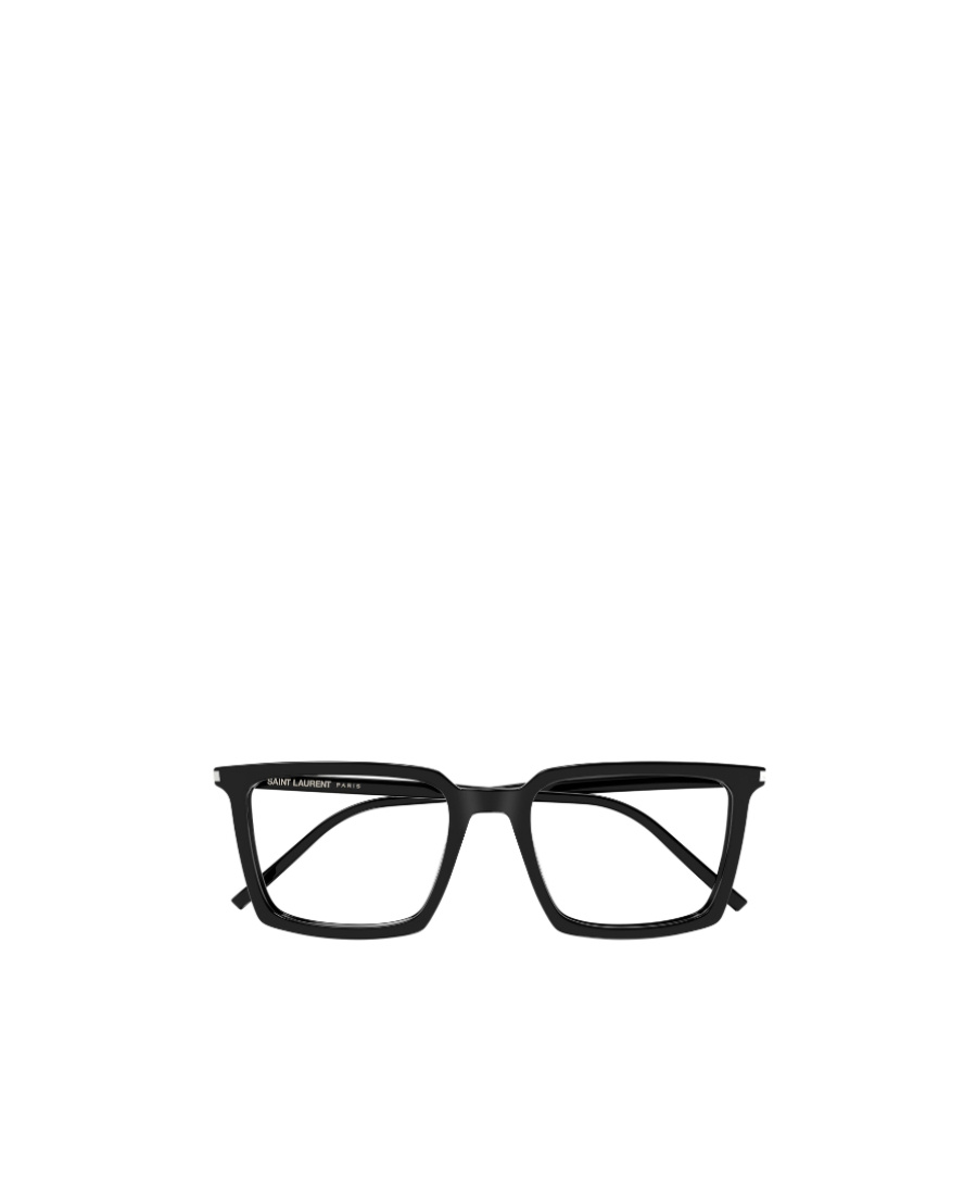 Saint Laurent Logo-engraved Rectangle-frame Glasses In Black