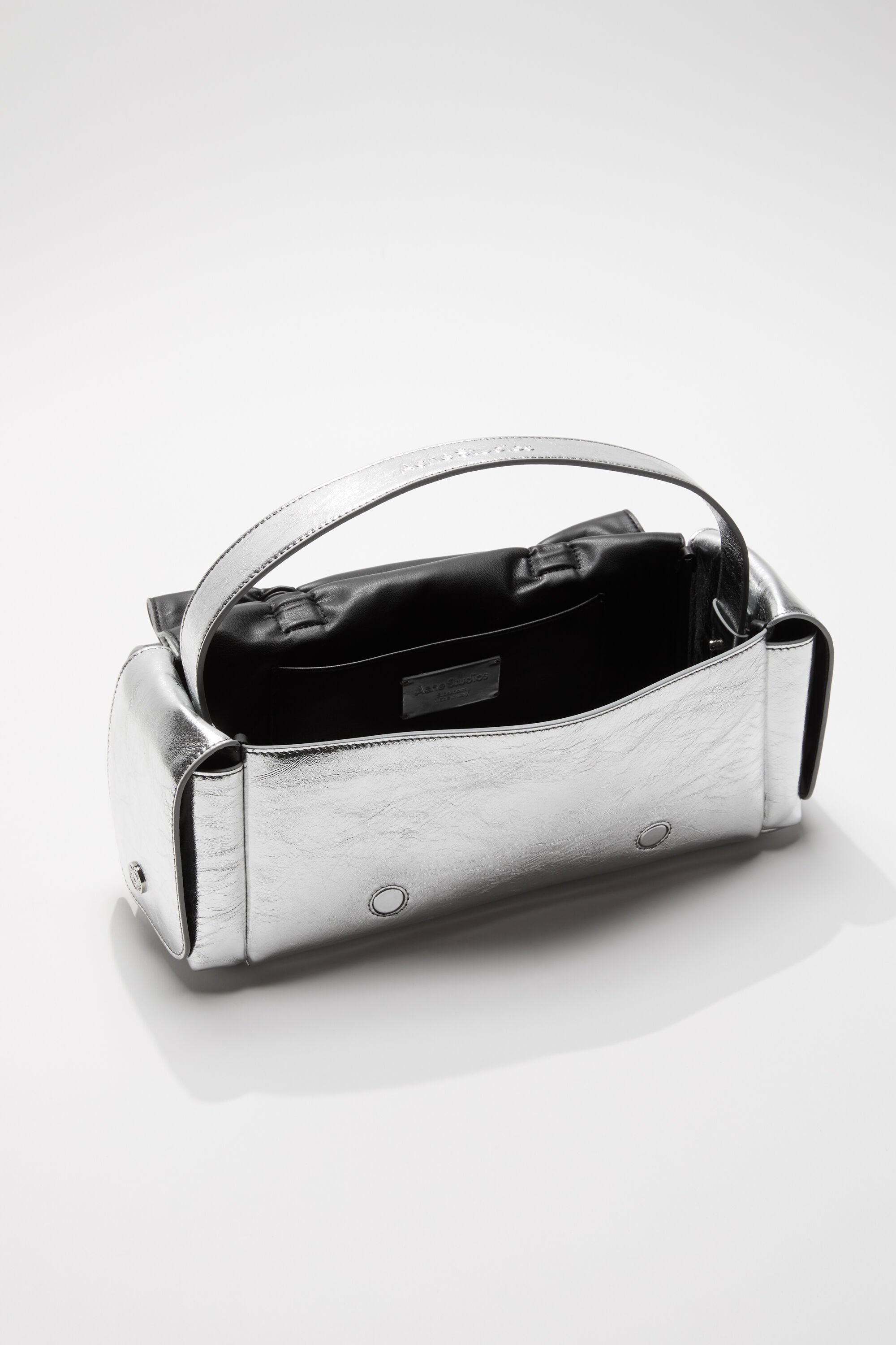 Acne Studios Multi-pocket Metallic Leather Bag In Metallic