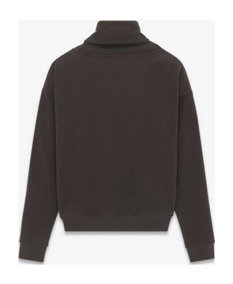 Saint Laurent Shawl-neck Cotton Sweatshirt In Brown