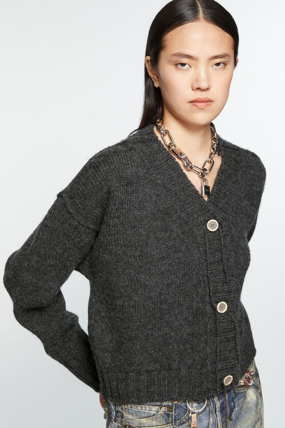 Acne Studios Single-breasted Wool Knitted Cardigan In Black