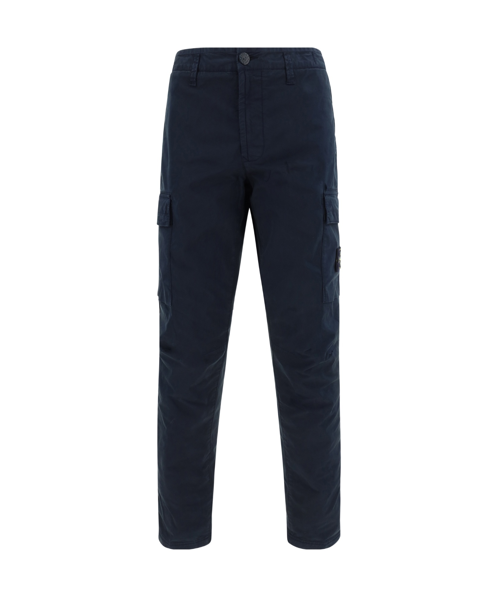 Stone Island Cargo Cotton Trousers Multiple Pockets In Blue