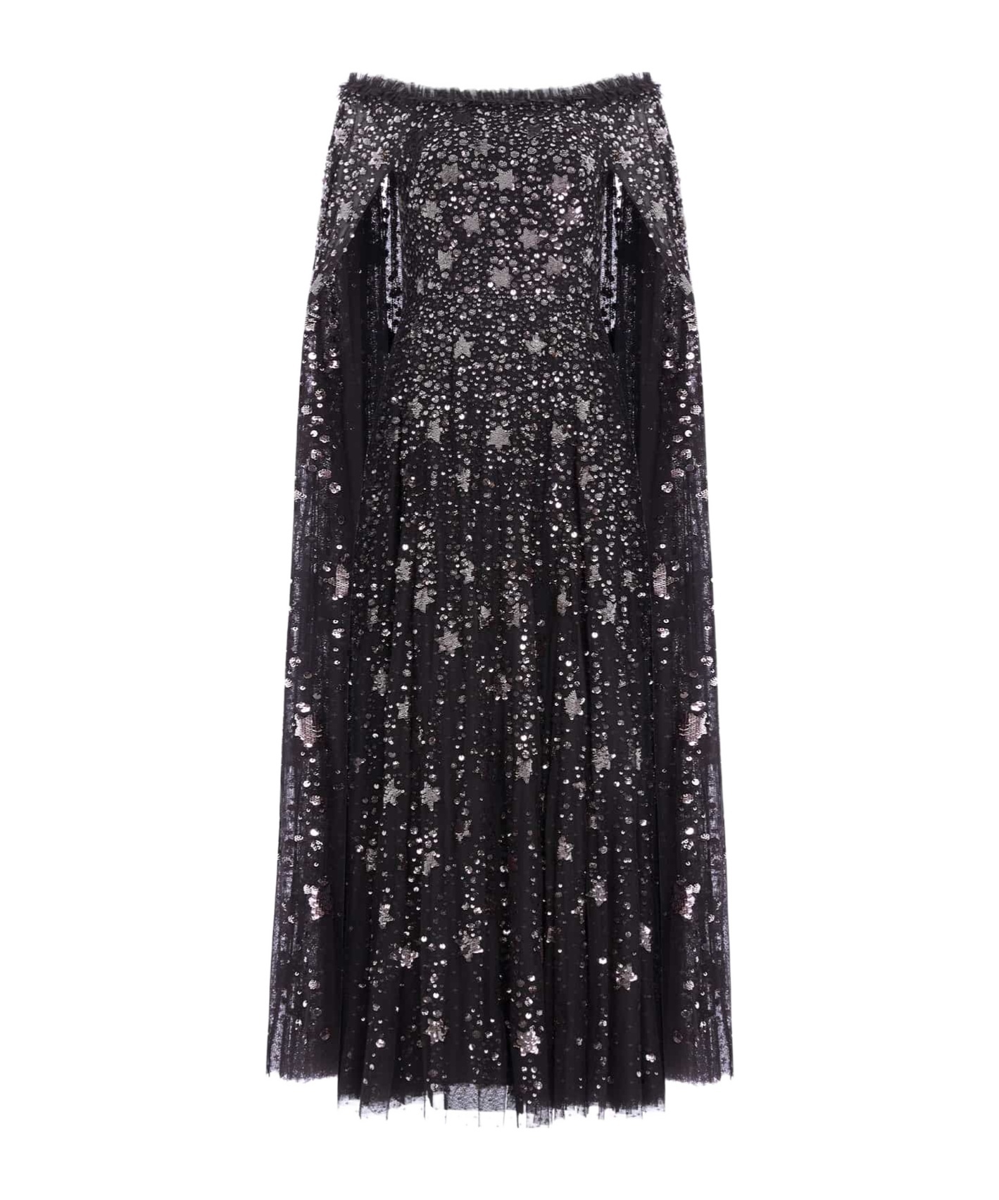 Needle & Thread Shooting Star Cape And Ankle Dress In Black