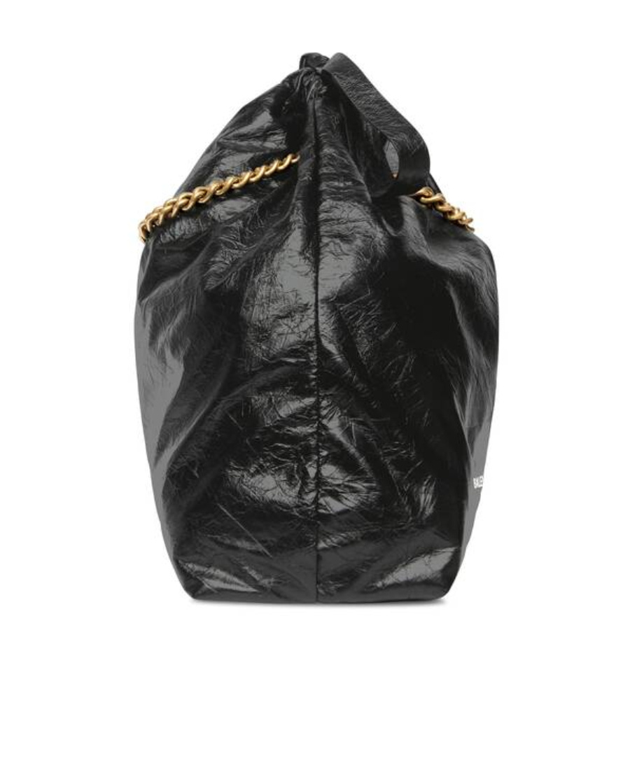 Balenciaga Medium Leather Crush Tote Bag In Black