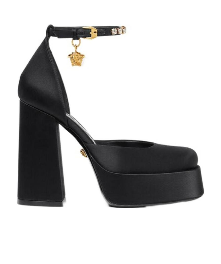 Versace Medusa Aevitas 120 Platform Pumps In Calf Leather In Black