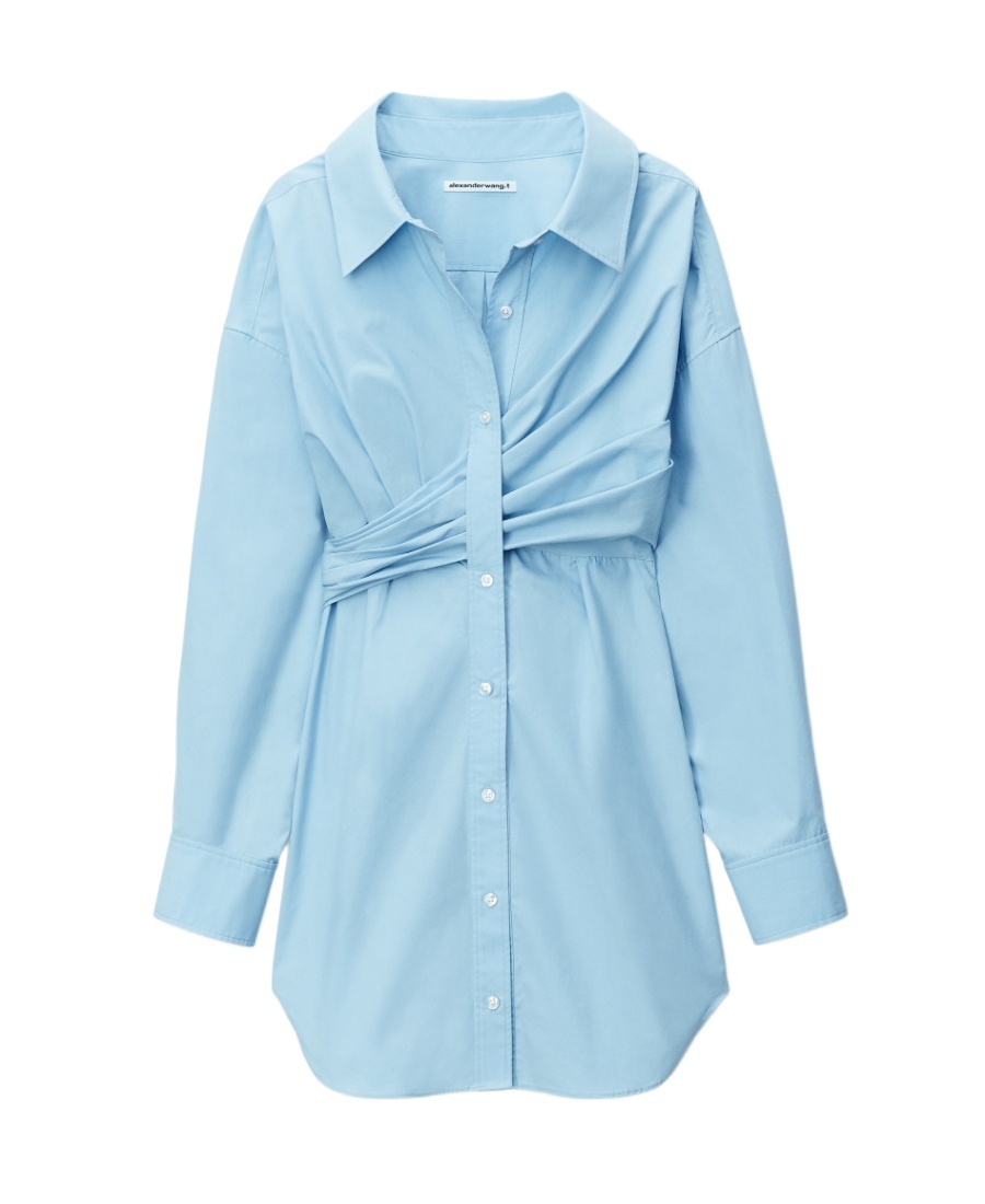 ALEXANDER WANG GATHERED COTTON SHIRT DRESS 