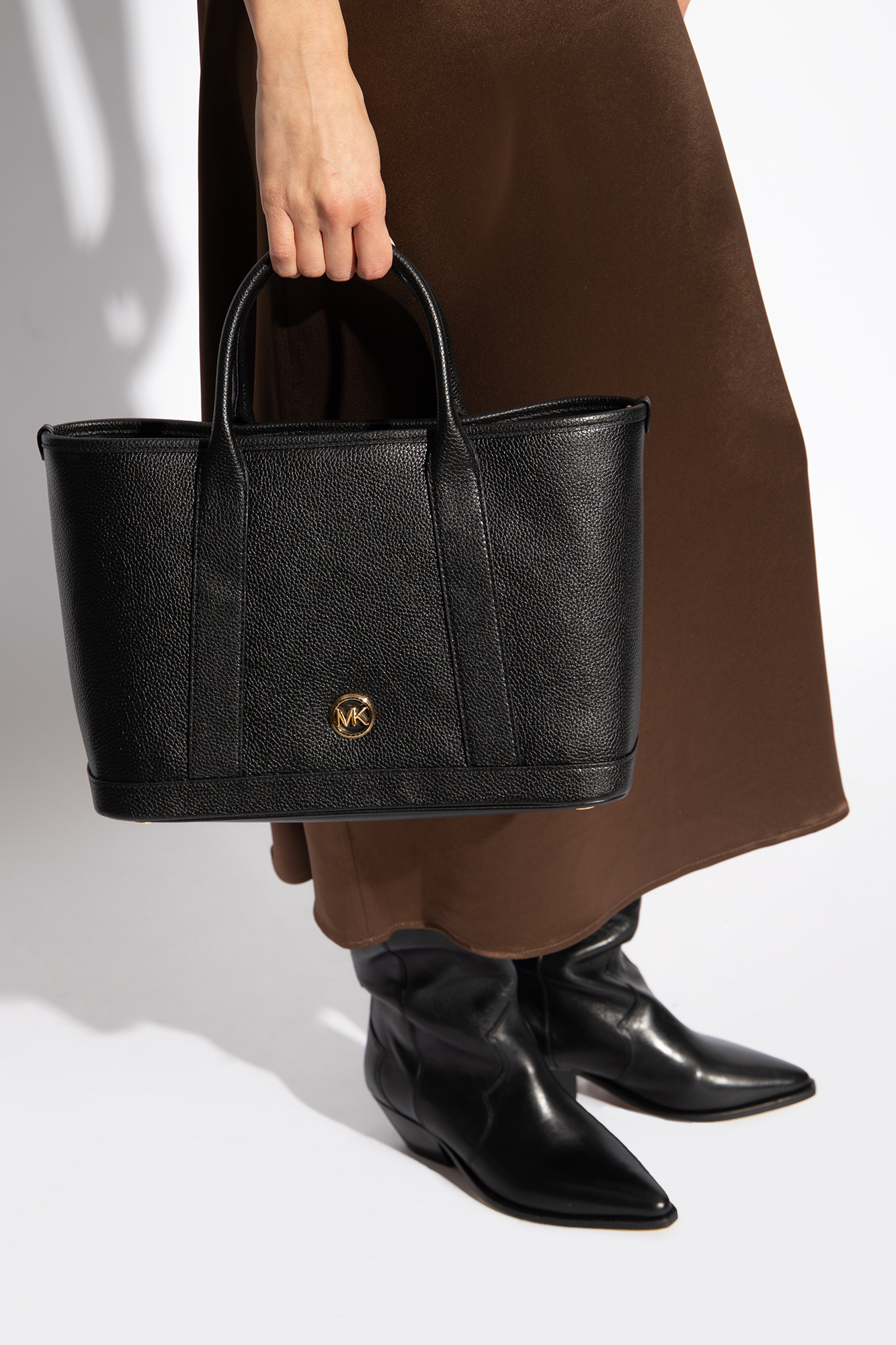 Michael Michael Kors Medium Luisa Leather Tote Bag In Black