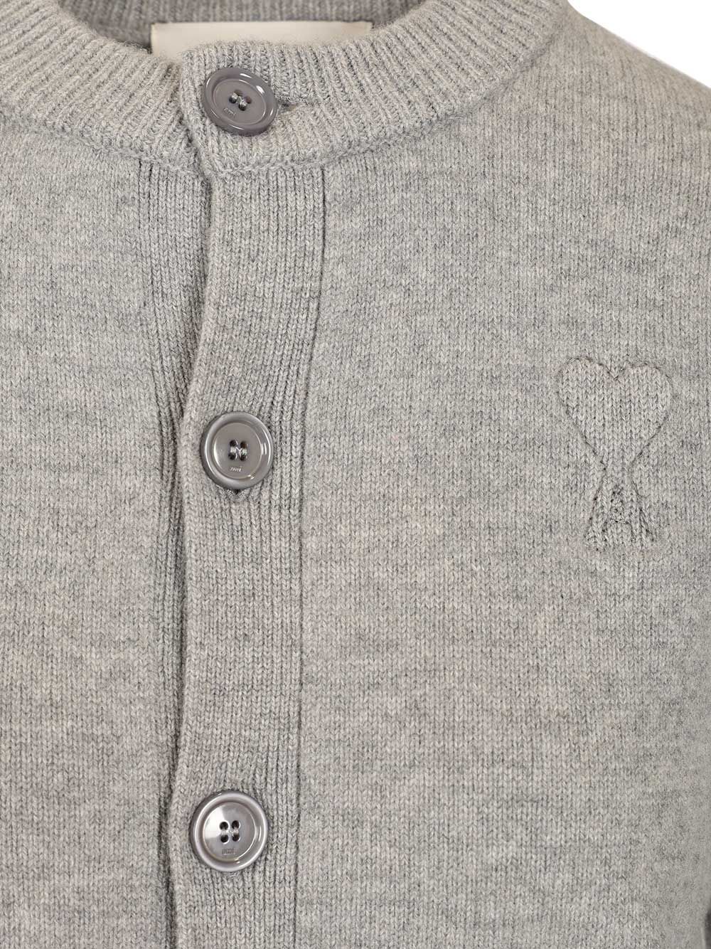 Ami Alexandre Mattiussi Wool Crewneck Sweater Knitwear White In Gray
