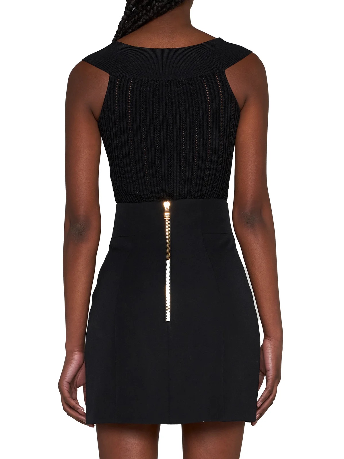 Balmain Pointelle-knit Bodysuit In Black