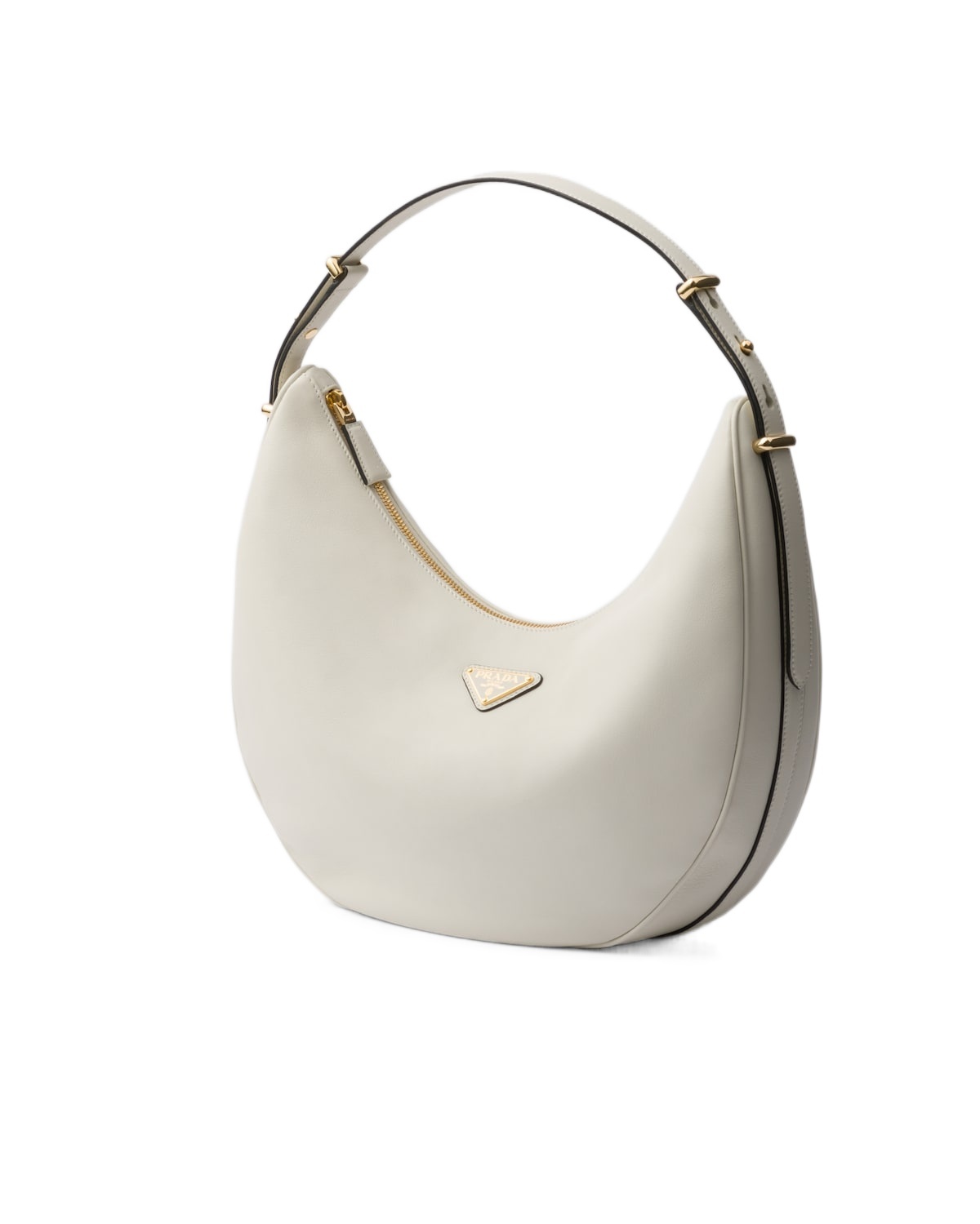 Prada Large Arqué Leather Shoulder Bag In White