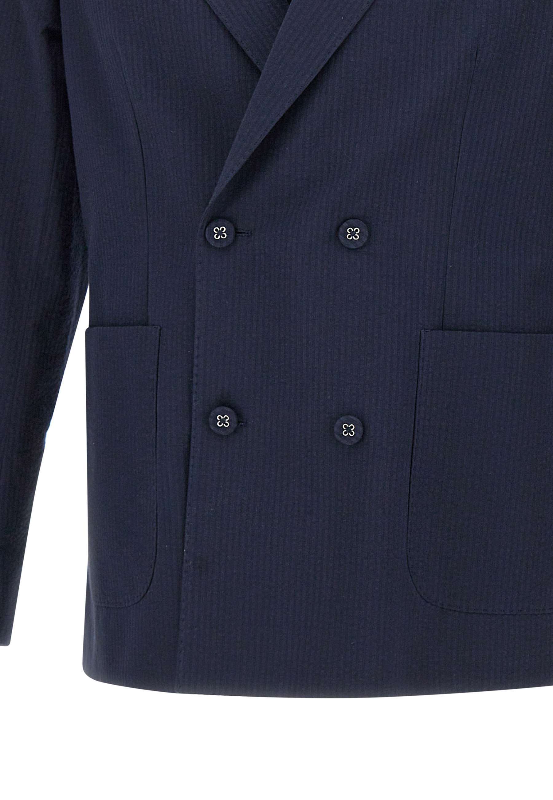 Shop Officine Generale Double Breasted Four Buttons Jacket In Dark Navy