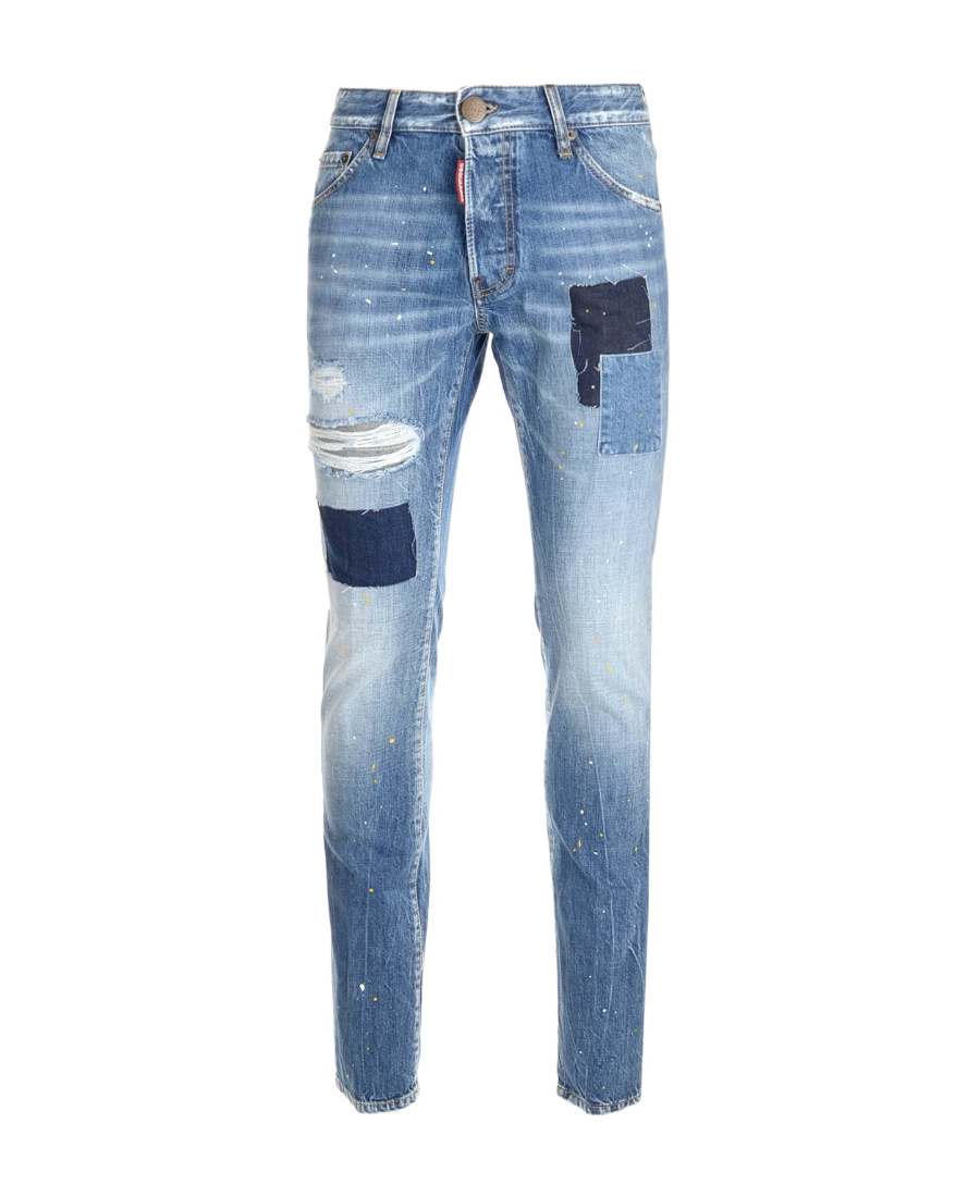 Shop Dsquared2 Straight-leg Patchwork Jeans In Blue