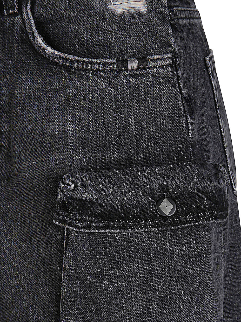 Amish Belt-loop Denim Skirt In Black