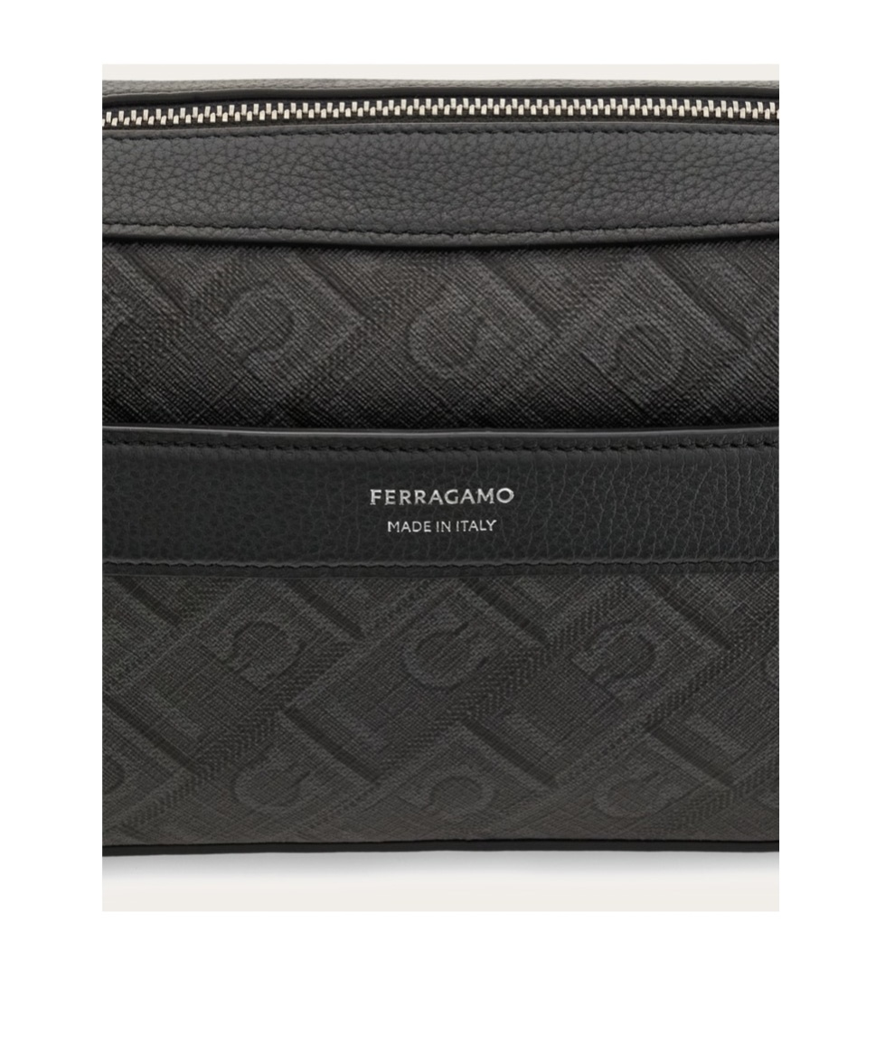 Shop Ferragamo Monogram Jacquard Zipped Shoulder Bag In Black