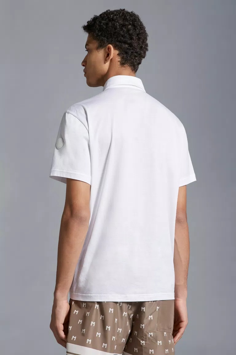 Moncler Logo-appliqué Cotton Polo Shirt In White
