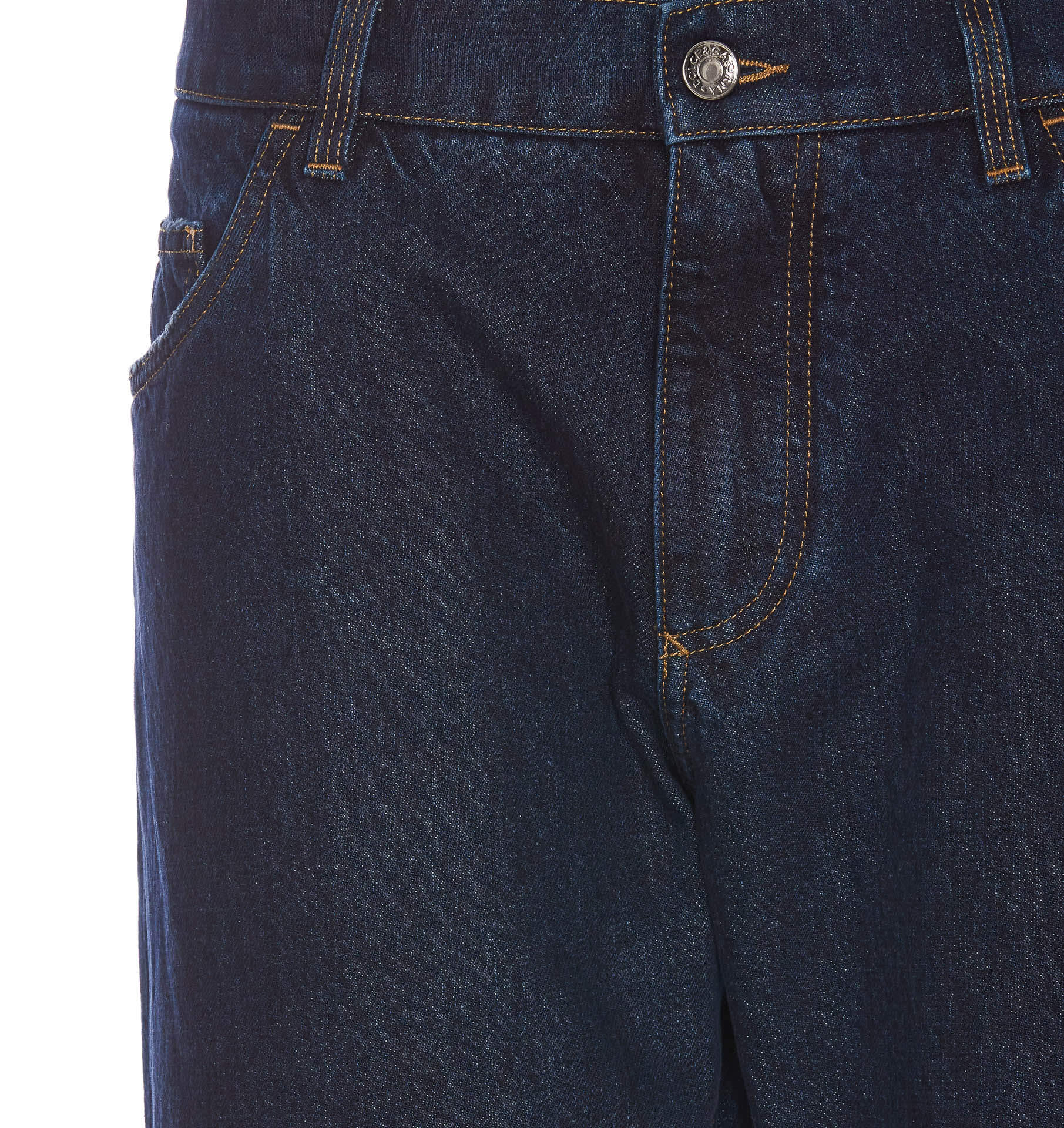 Dolce & Gabbana Denim Pants With 5 Pockets And Contrast Stitching In Black