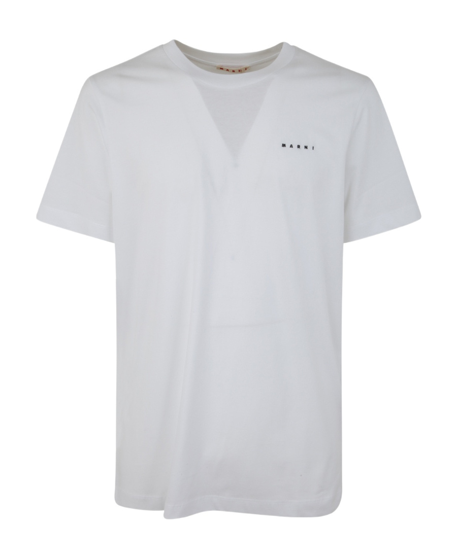 Marni Logo-embroidered Cotton T-shirt In White