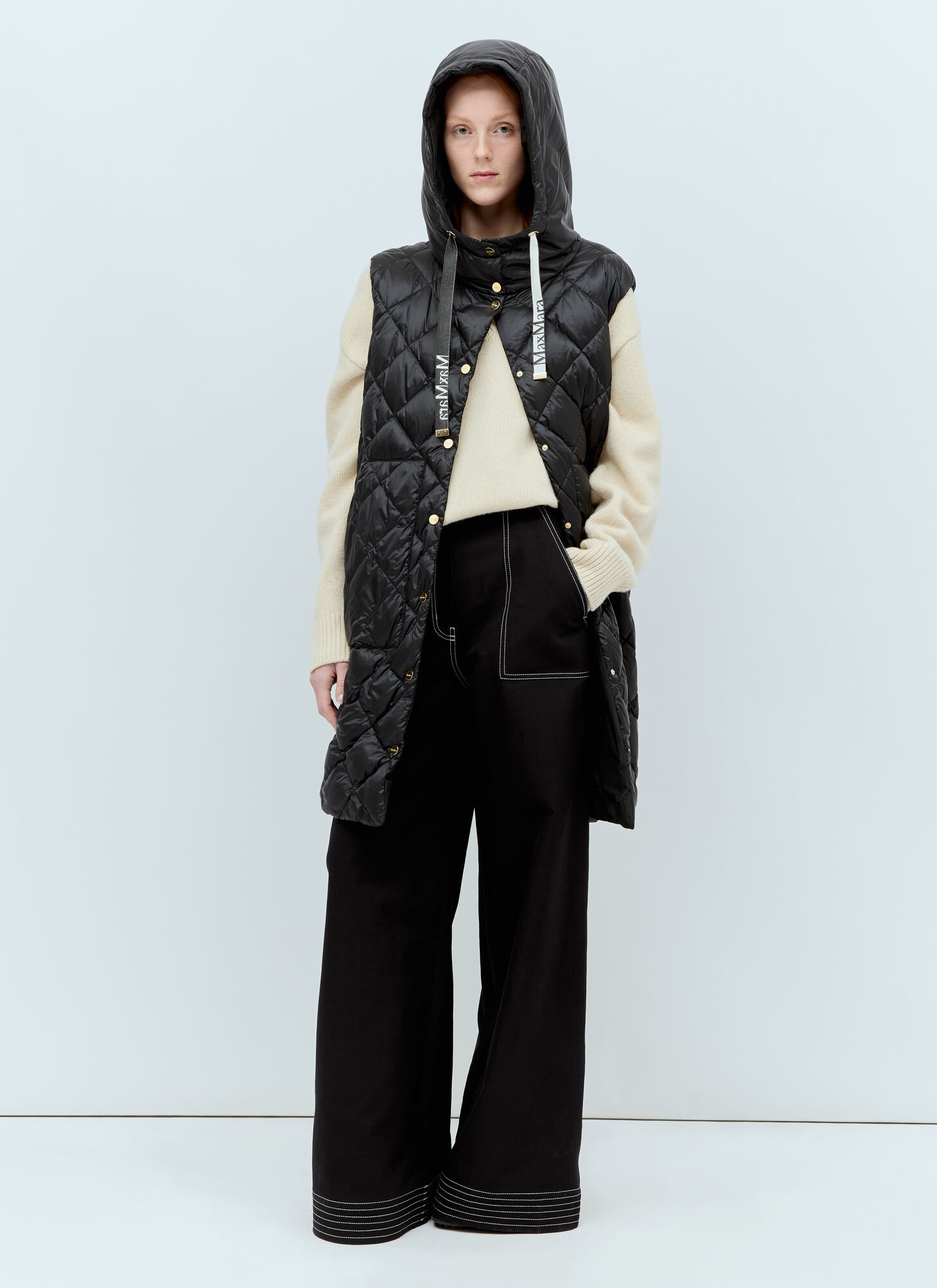 Max Mara Long Vest In Black