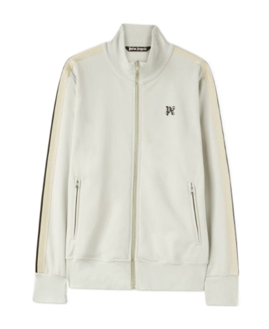 Palm Angels Monogram Embroidered Zipped Jacket In White