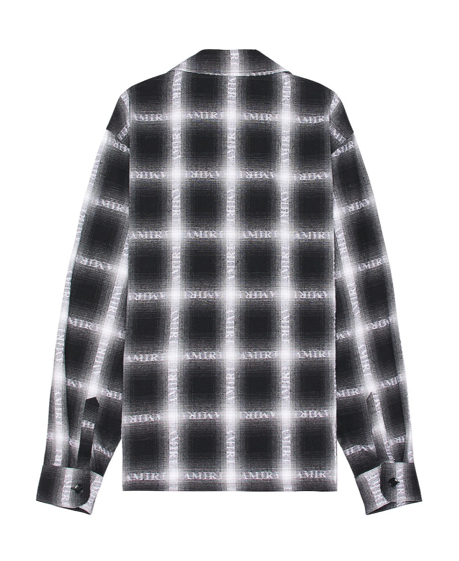 Amiri Checked Logo-print Shirt In Gray