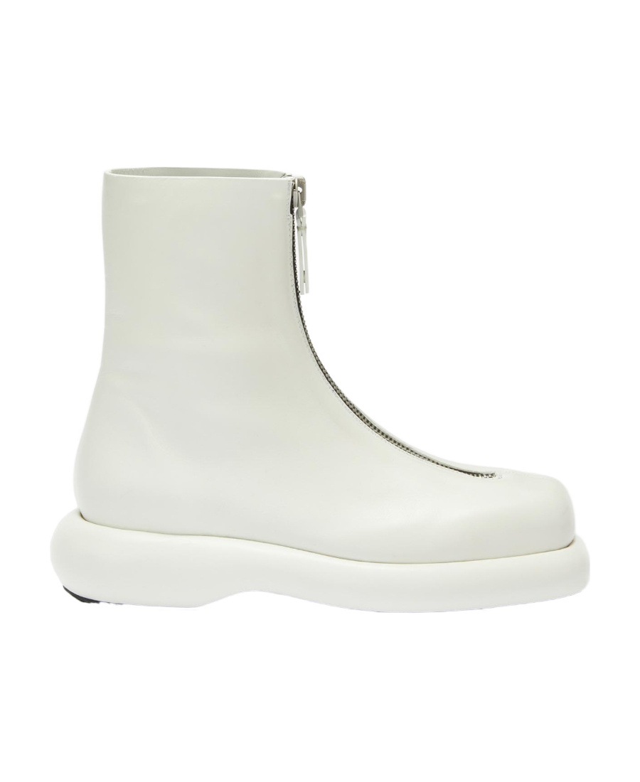 Jil Sander Zip-up Leather Boots In White