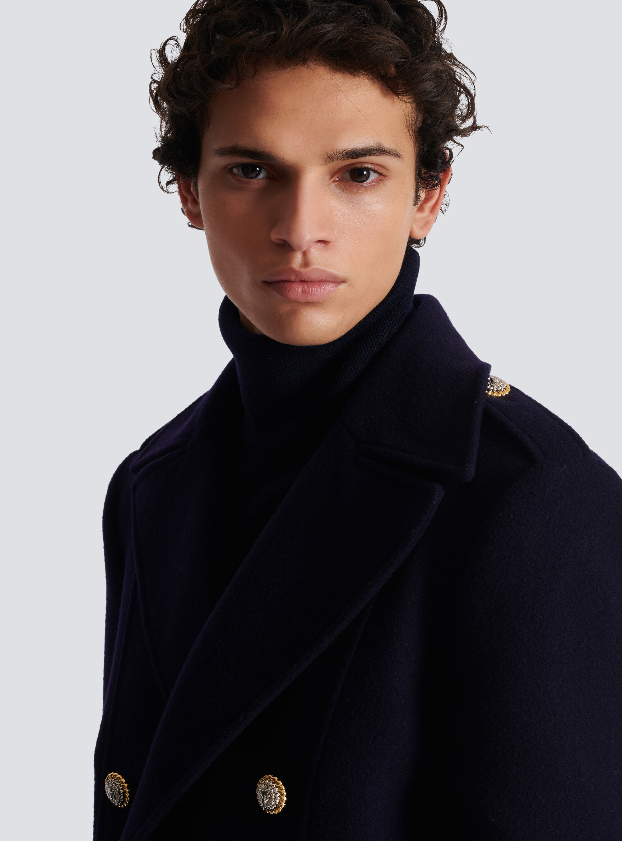 Shop Balmain Double-breasted Coat In Black