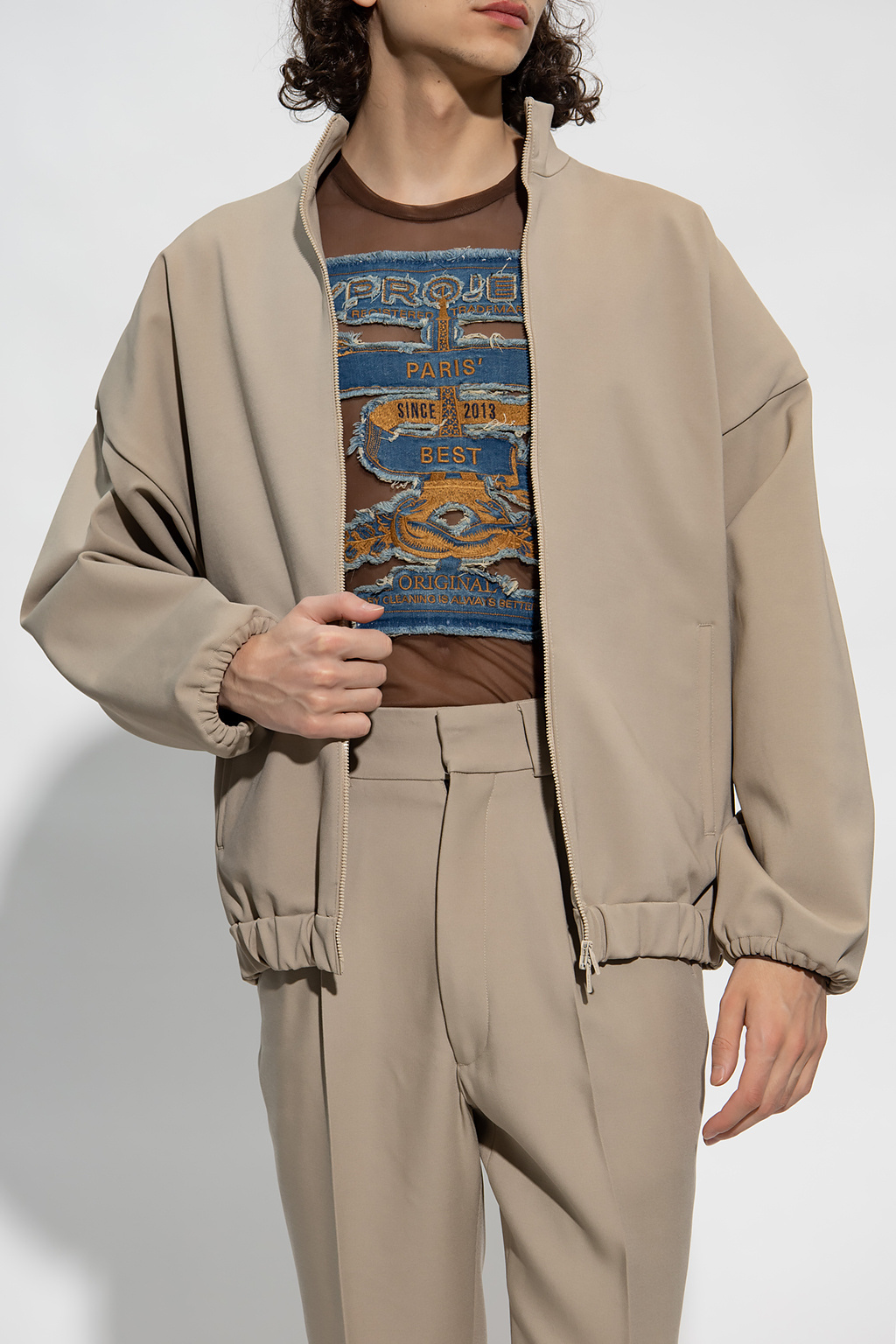 Fear Of God Viscose Blend Eternal Bomber Jacket With Embossed Detail In Nude