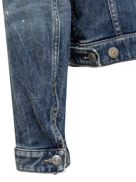 Dsquared2 Distressed Denim Jacket With Button-up Front In Blue