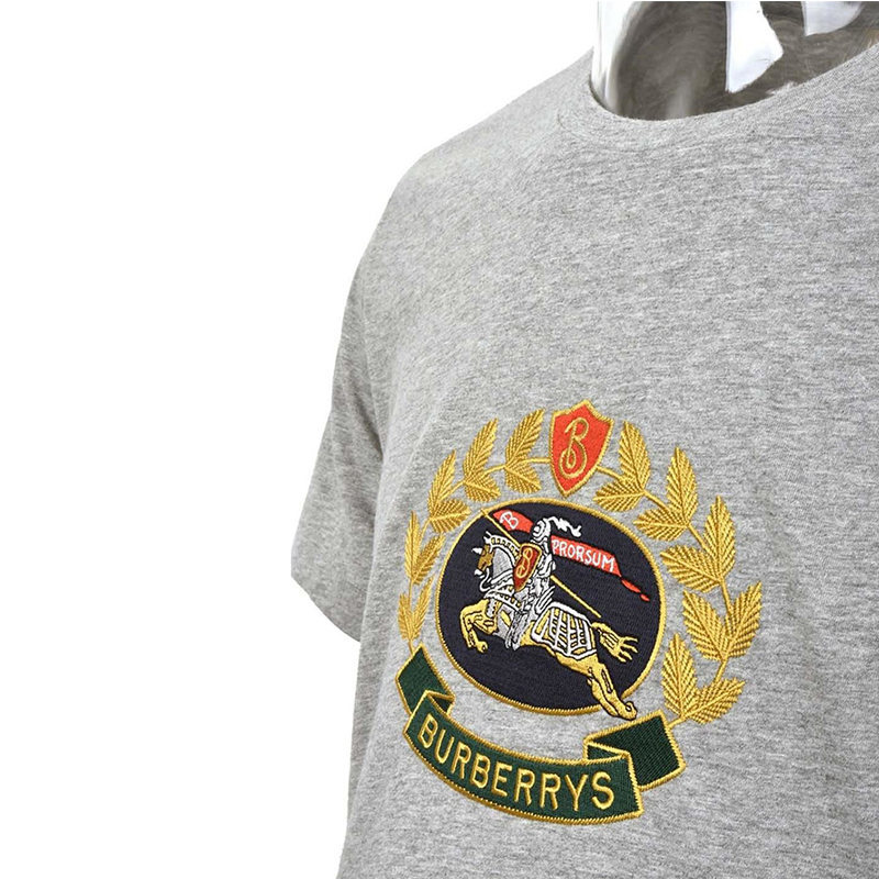 Burberry Embroidered T-shirt In Gray