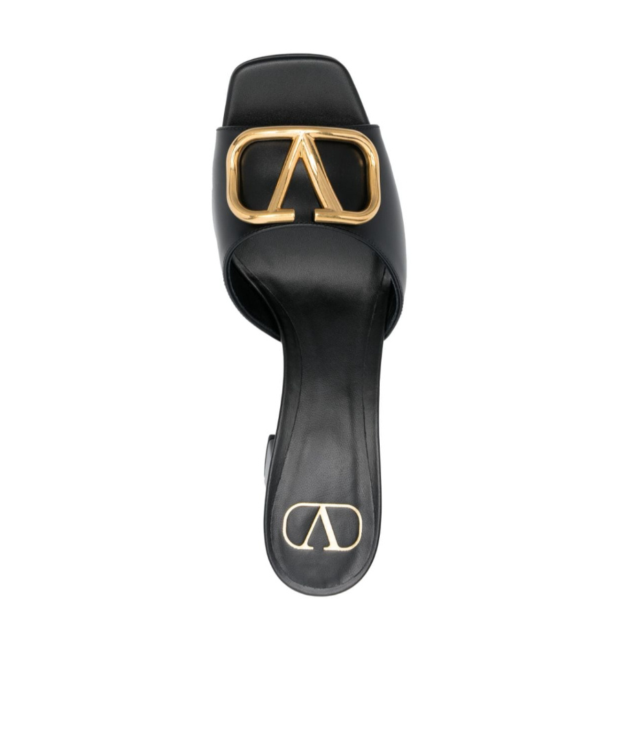Valentino Black Vlogo Signature Slide Heeled Sandals In Multi