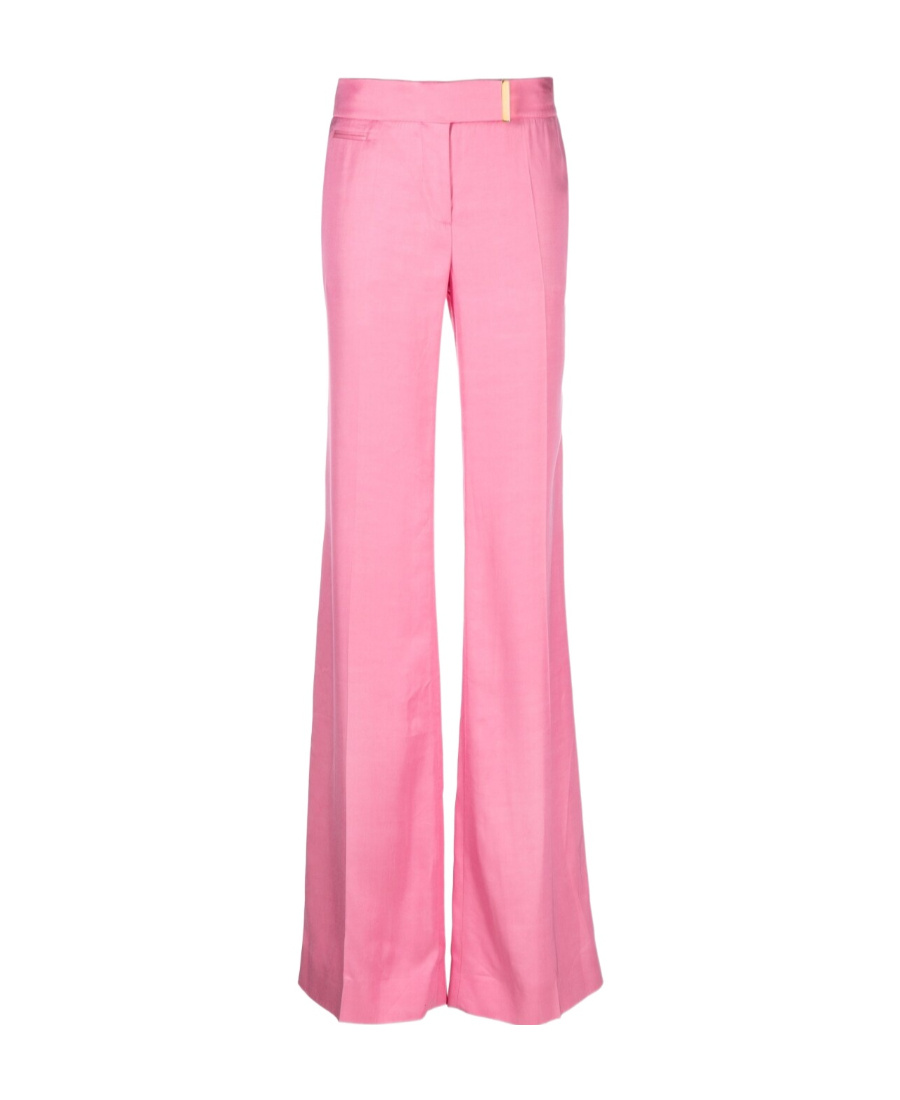Tom Ford Mid Rise Wide Fluid Satin Pants In Pink