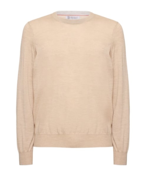 Brunello Cucinelli Round-neck Long-sleeved Sweater In Pink