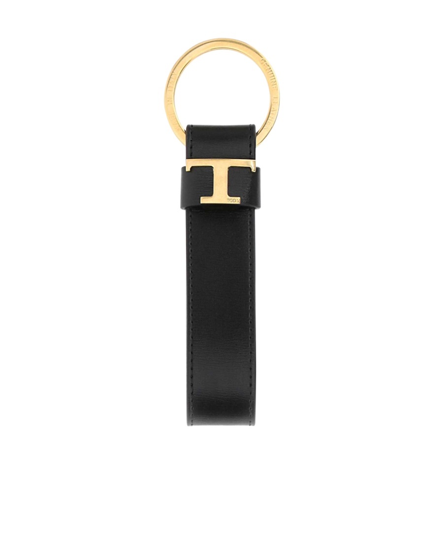 Tod's T-logo Leather Keychain In Black