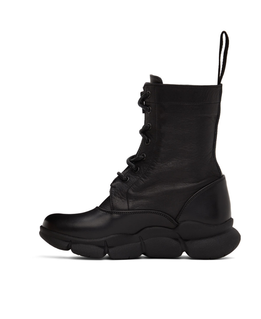 Y's Lace-up Combat Boots In Black