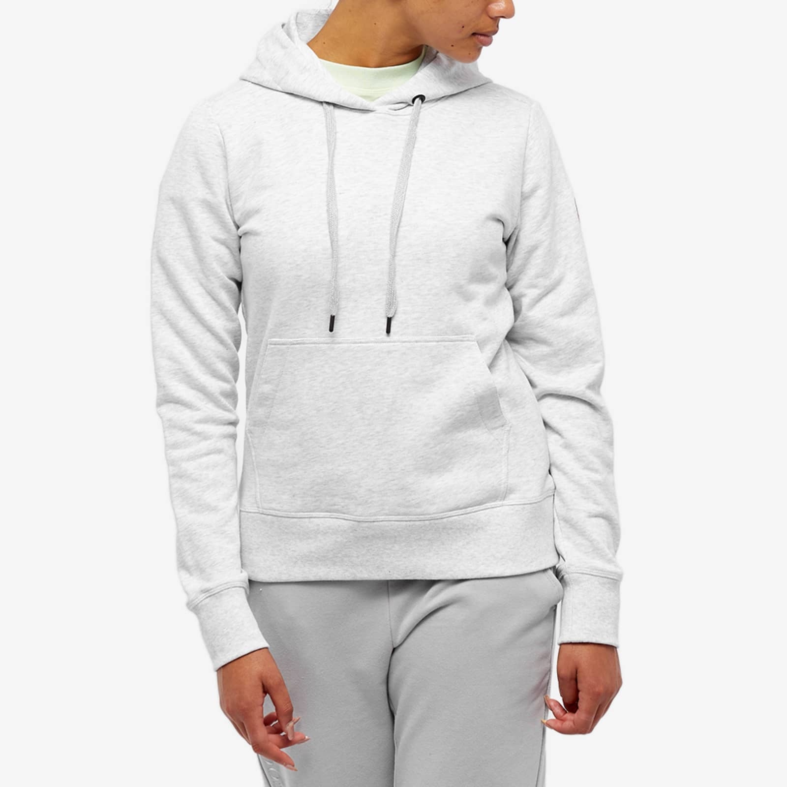 Shop Canada Goose Melange-effect Drawstring Hoodie In White