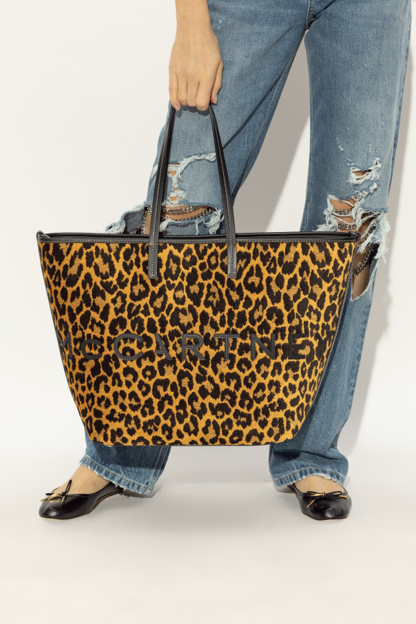 Stella Mccartney Leopard Print Shoulder Bag In Brown