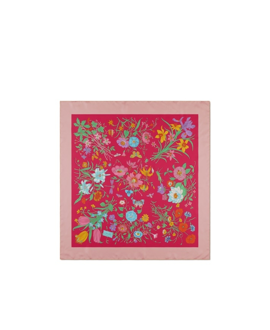 Shop Gucci Floral-print Silk Carré In Red