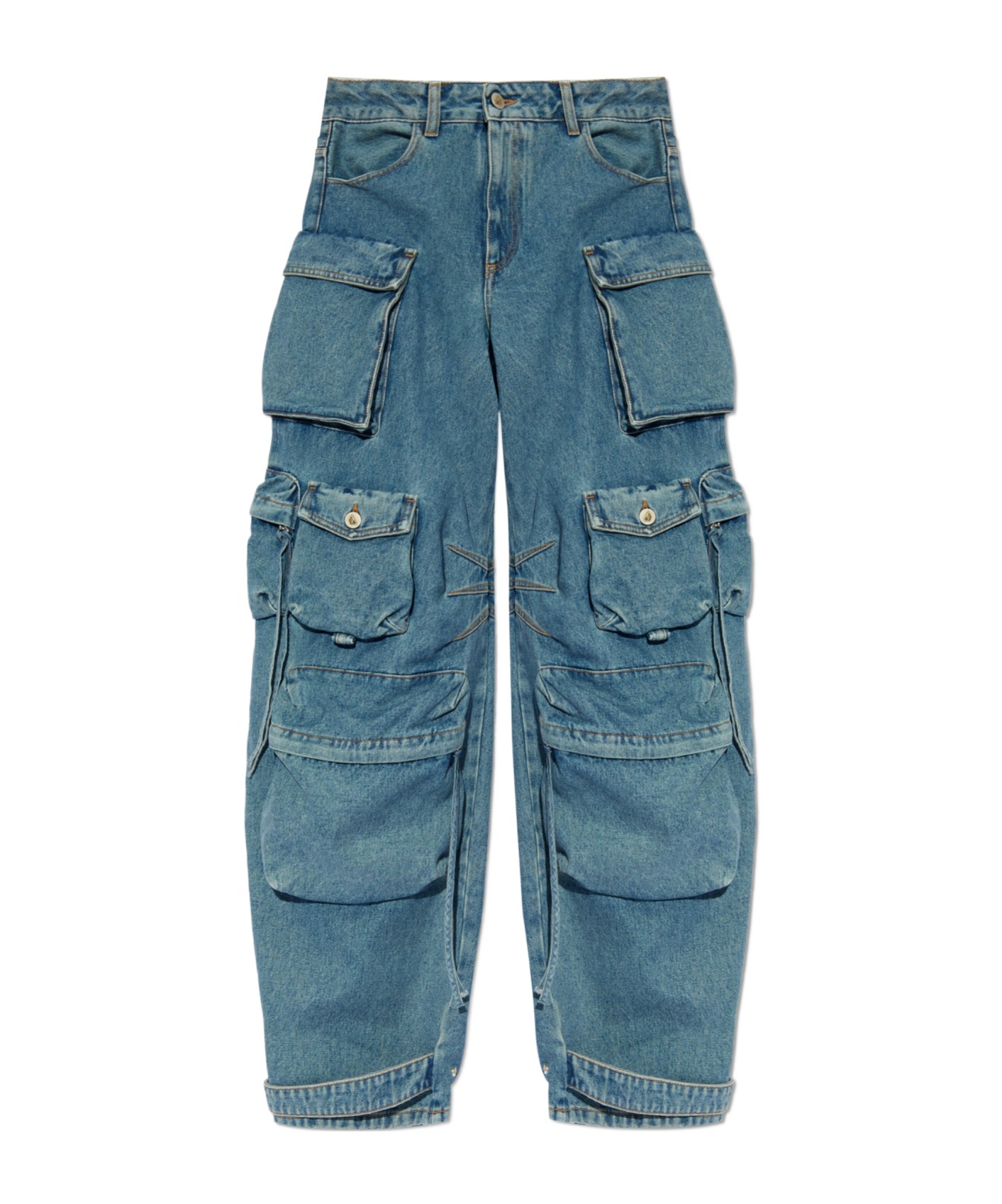 Attico Fern Wide Leg W Pockets Jeans Blue In Blue