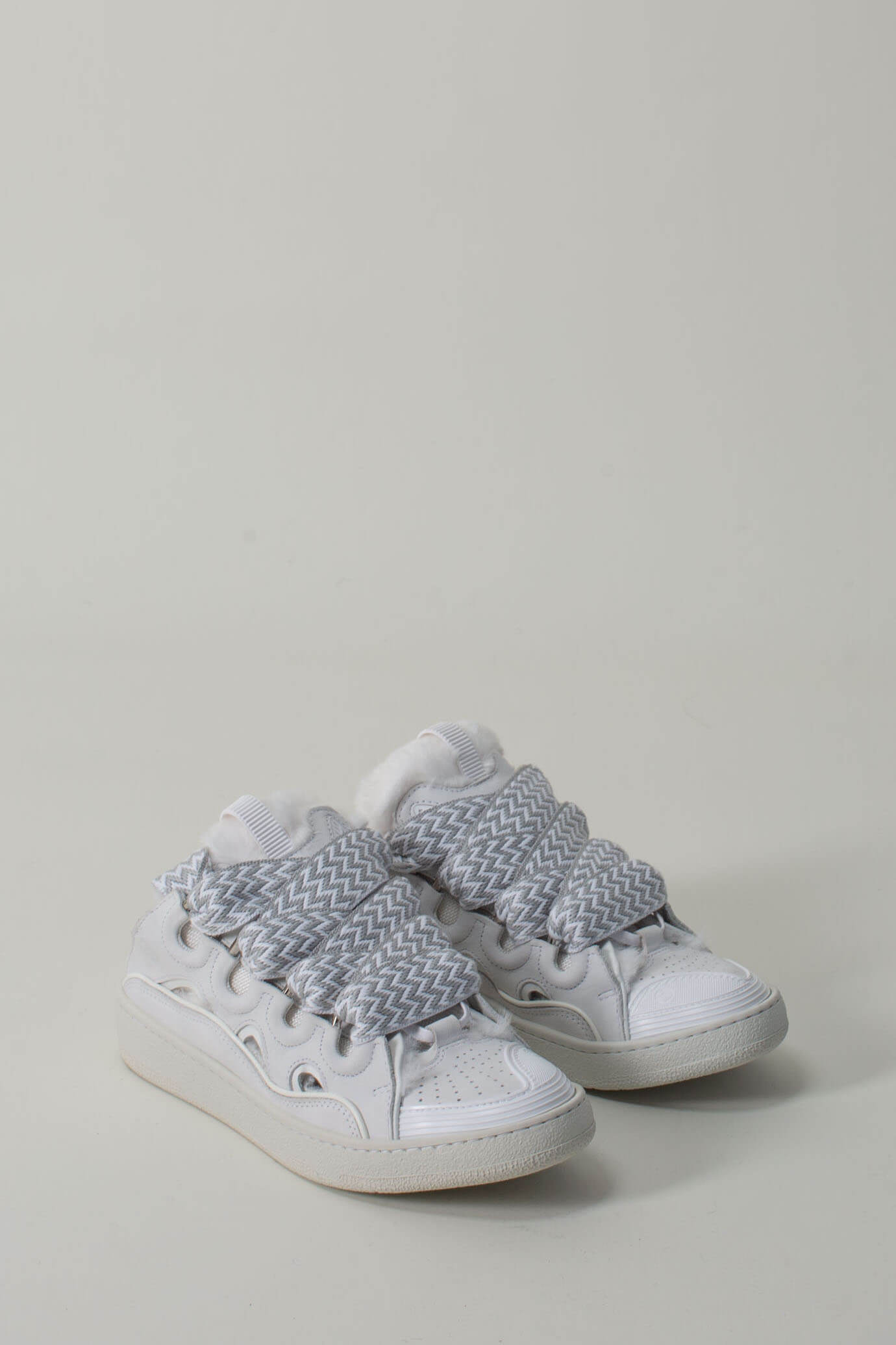Lanvin Curb Lace-up Sneakers In Gray