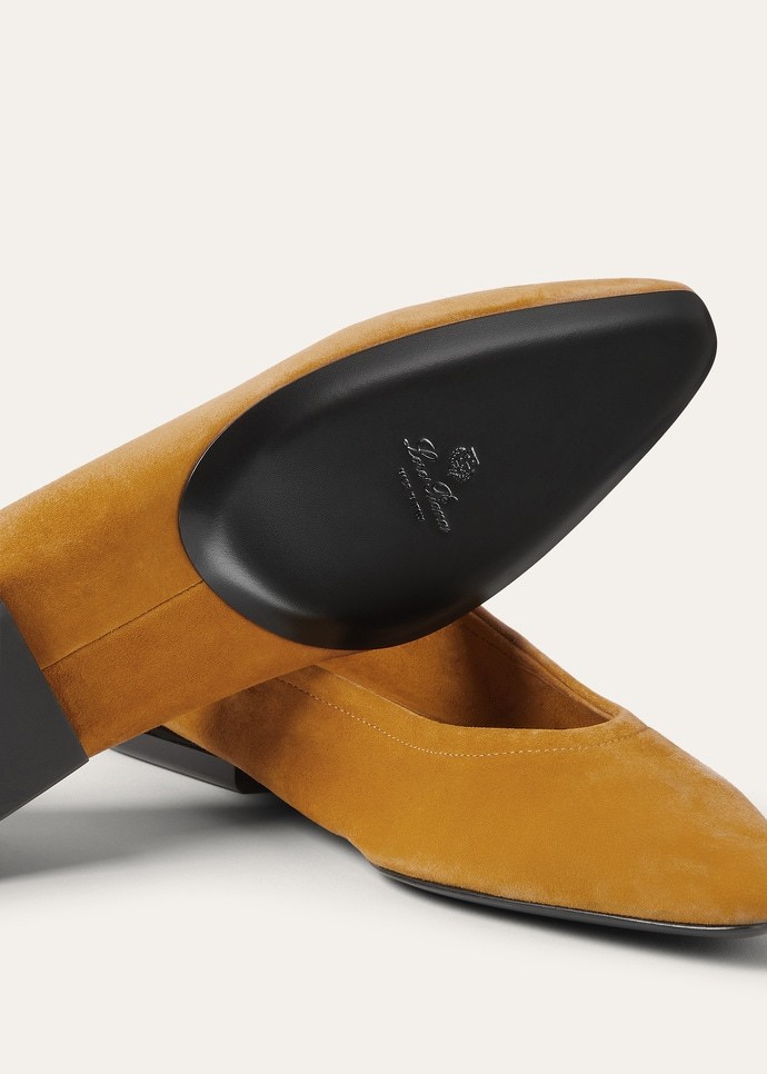 Loro Piana Primula Suede Ballet Flats In Brown