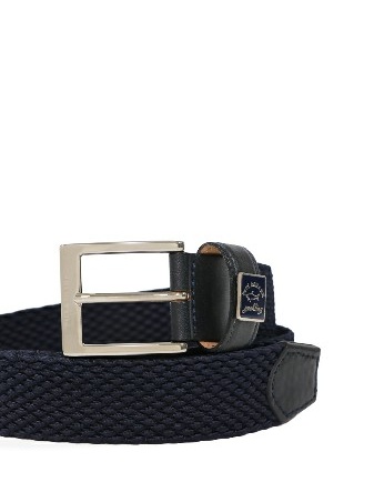Paul & Shark Dark Blue Logo Belt In Black