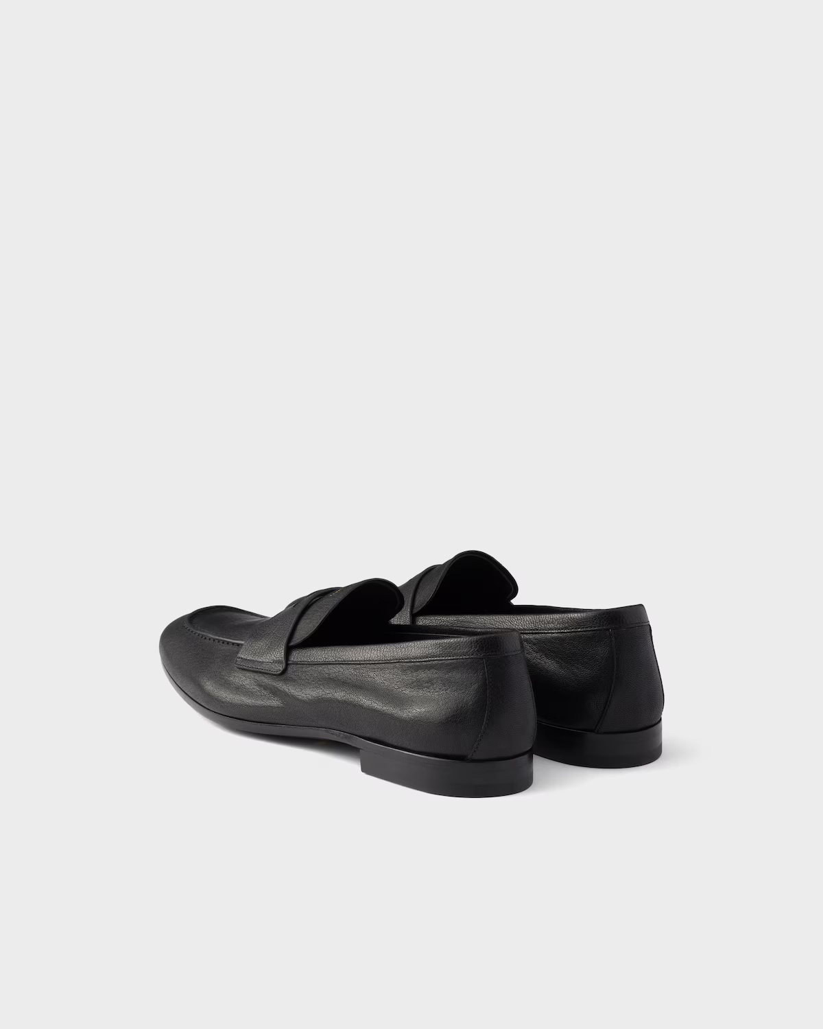 Prada Leather Band Logo Loafers In Black