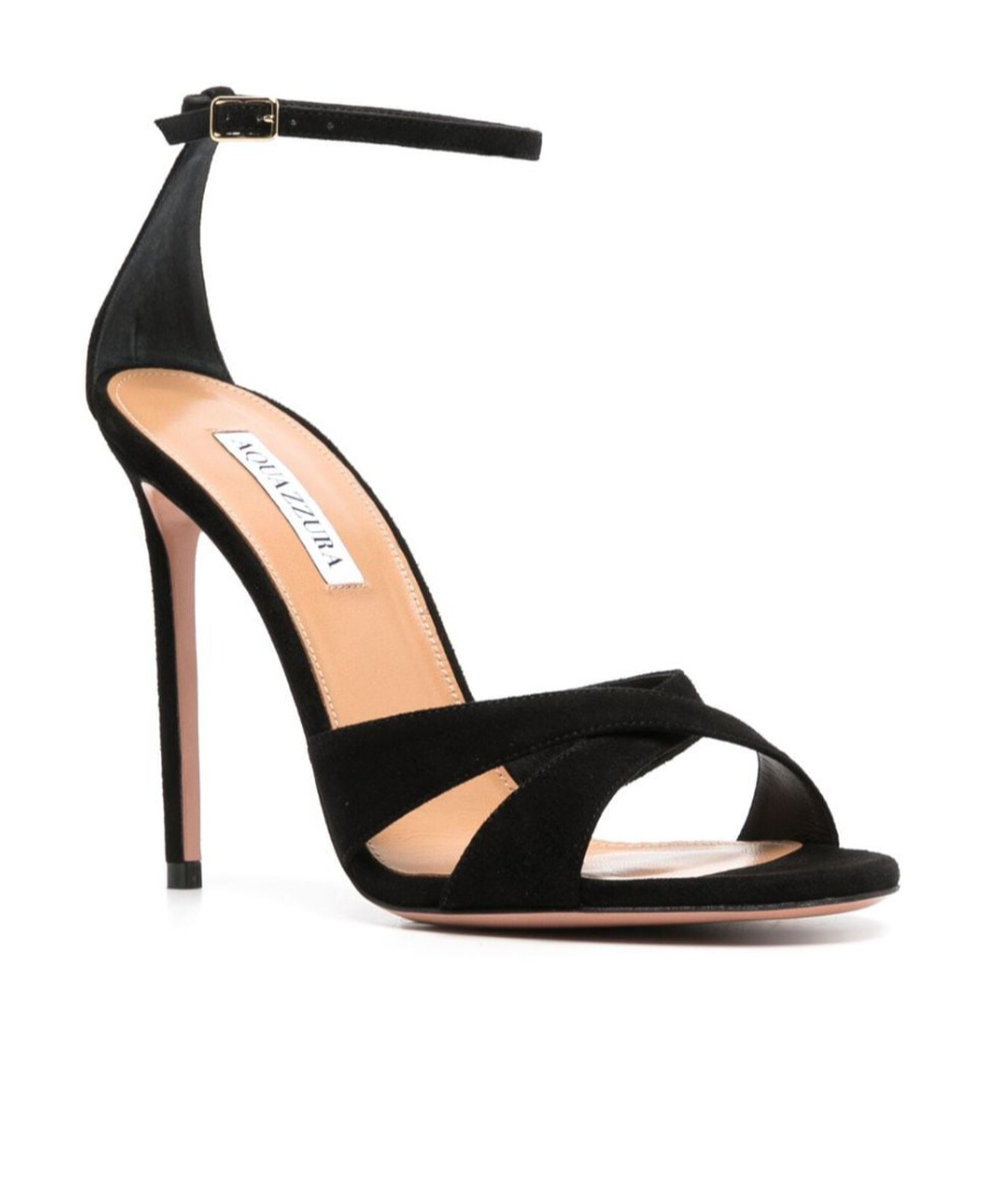 Aquazzura Divine 105mm Suede Sandals In Black