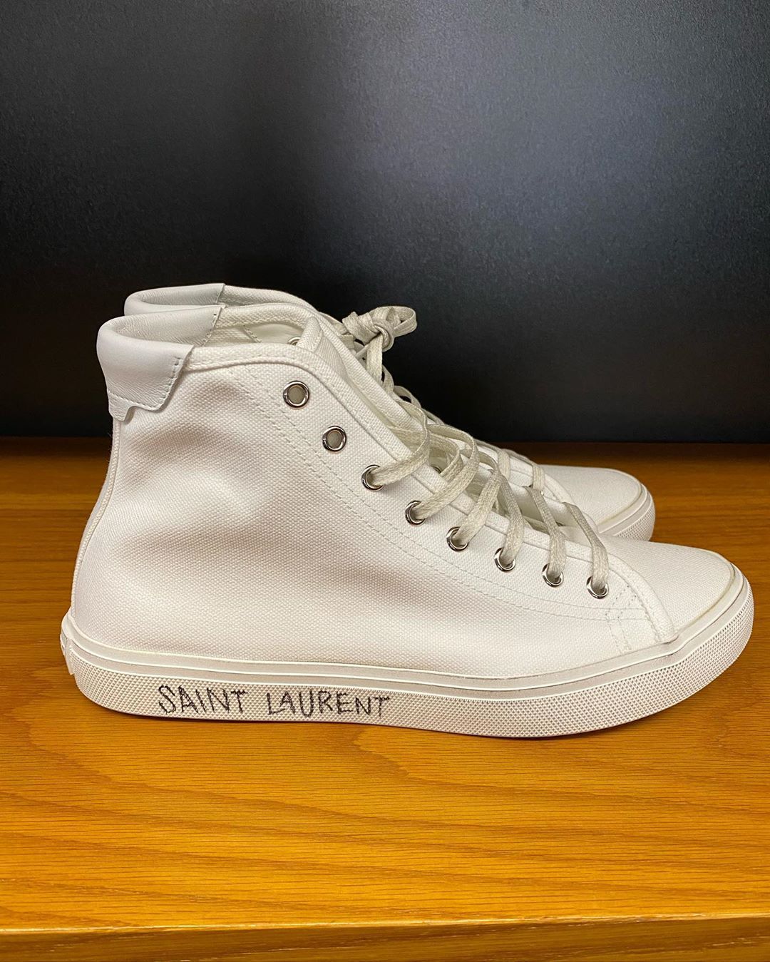 Saint Laurent Distressed Effect High-top Sneakers In White