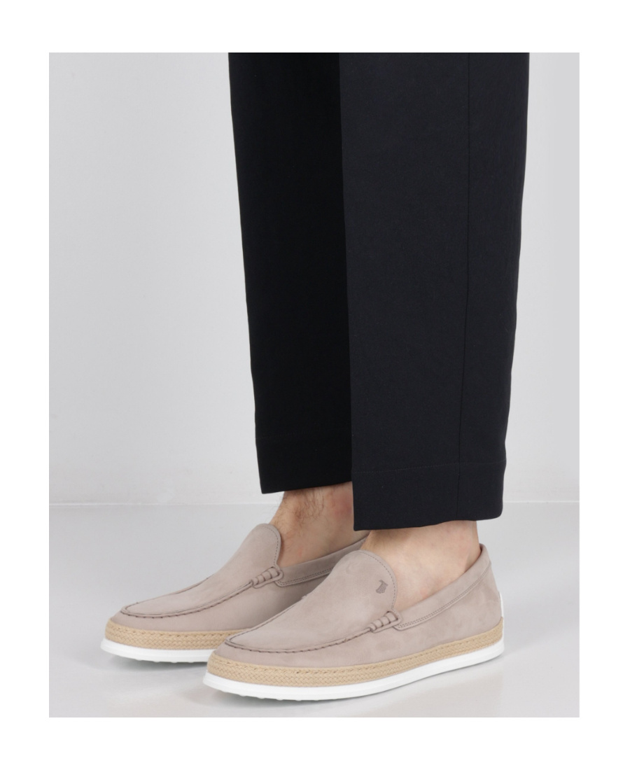 Tod's Man Espadrilles Light Grey Size 8.5 Soft Leather In Nude