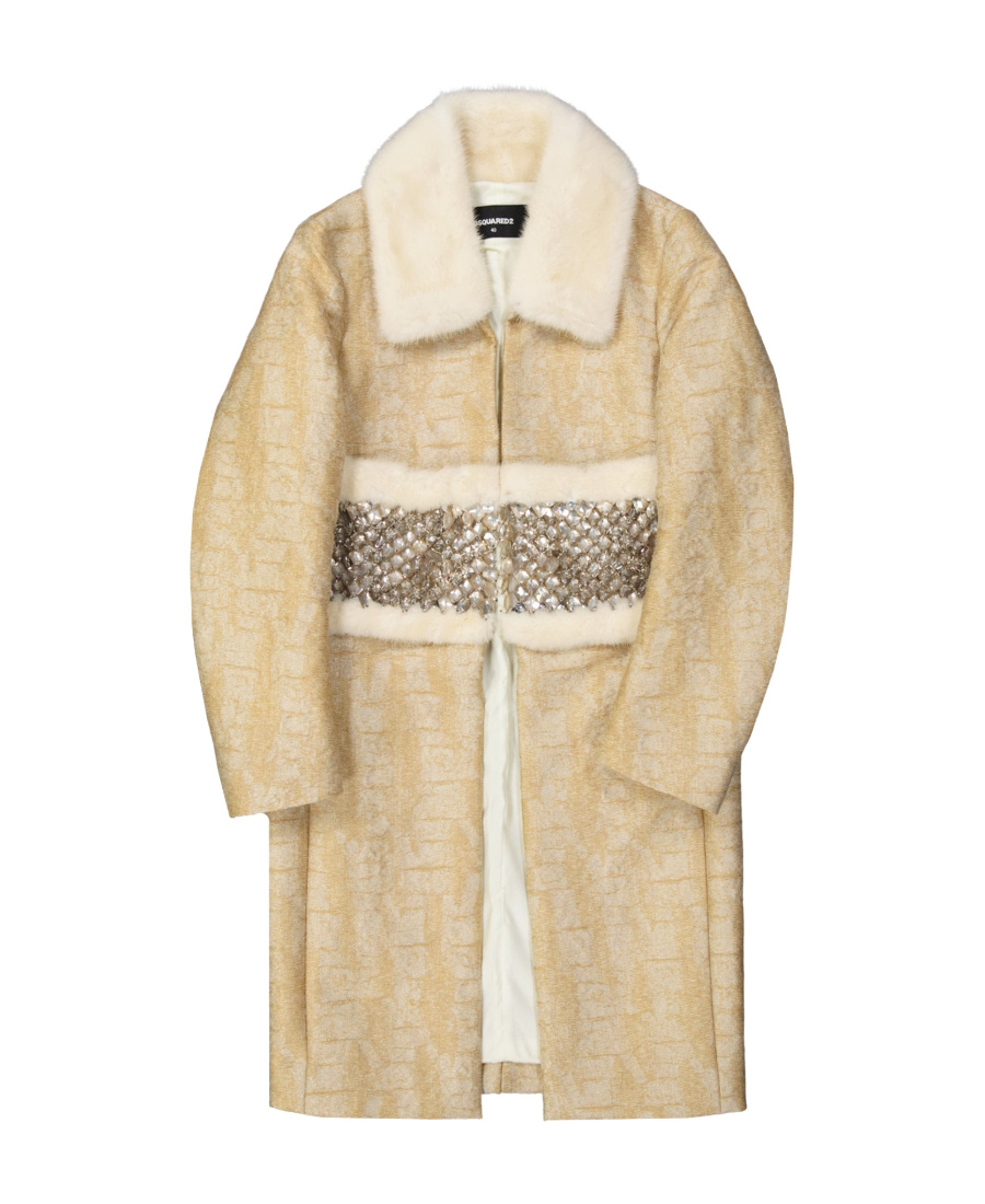 Dsquared2 Crystal Embellished Coat Women In Nude