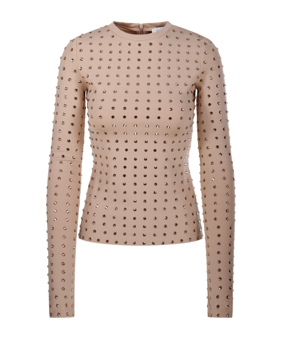 Sportmax All-over Embellished Crewneck Top In Nude