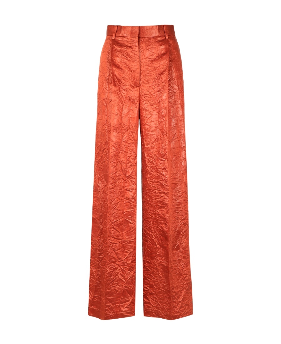 MSGM WIDE-LEG CRINKLED TROUSERS