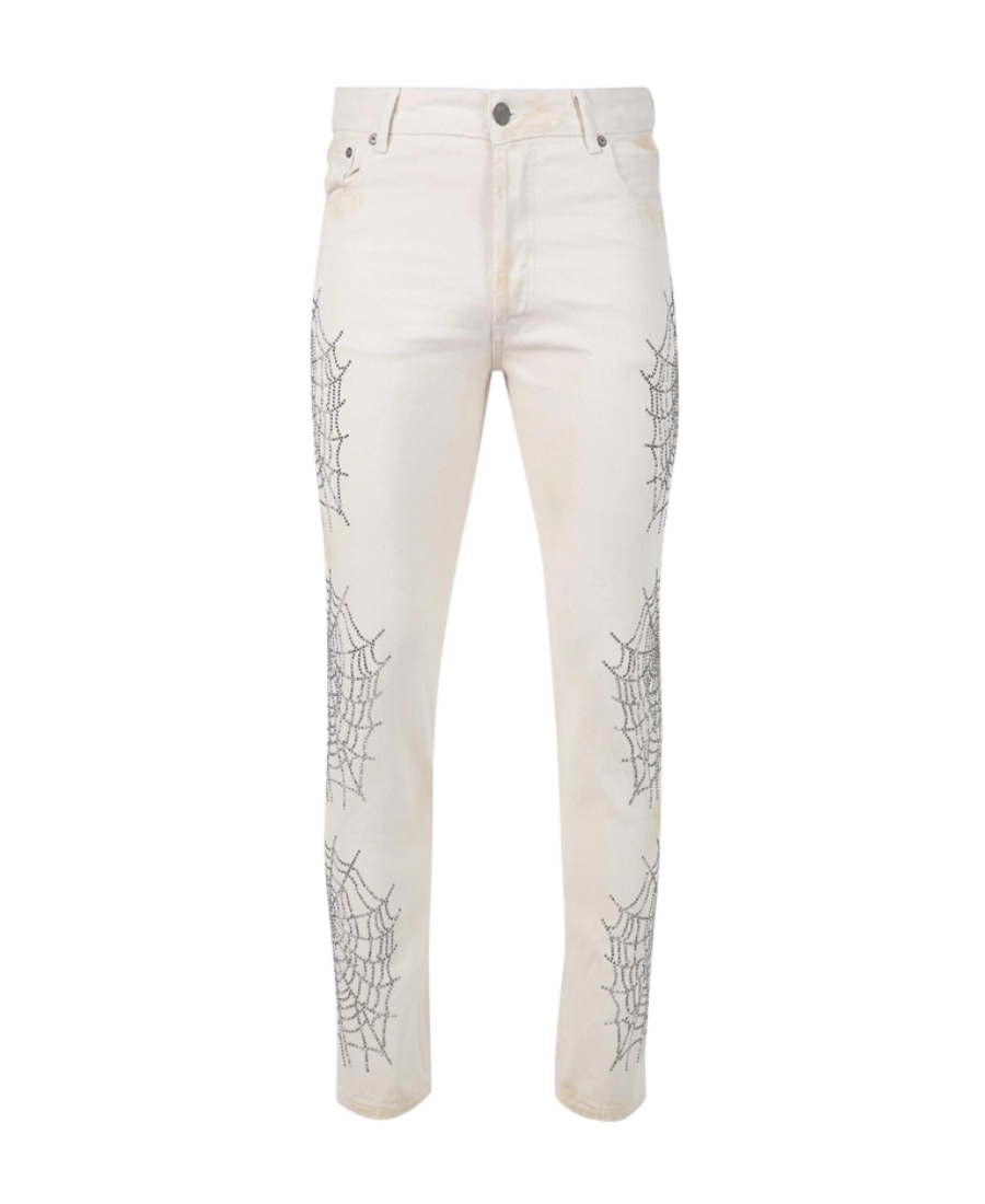 PALM ANGELS GEM EMBELLISHED SLIM-CUT JEANS