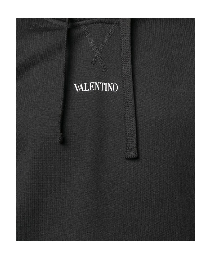 Valentino Jersey Hoodie With Logo Print In Black