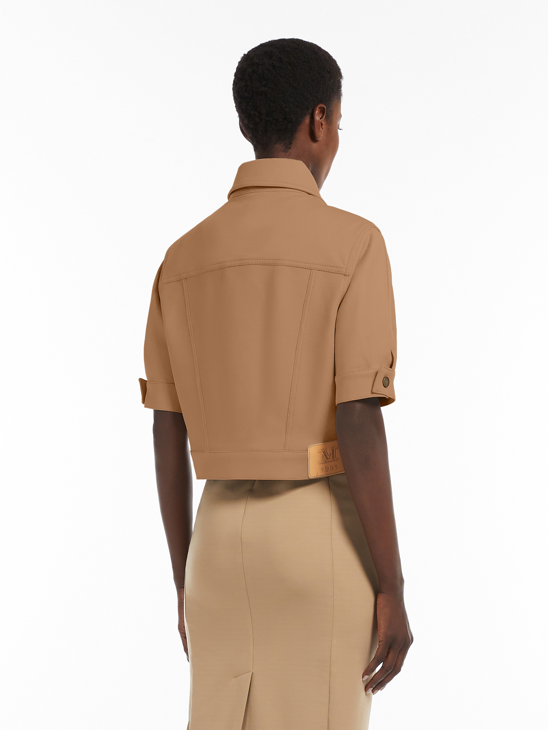 Max Mara Short Sleeve Denim Jacket In Nude